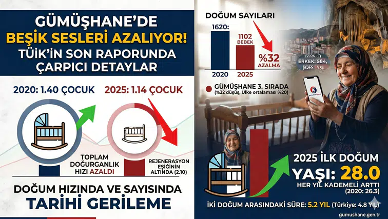 Gümüşhane’de Beşik Sesleri Azalıyor! TÜİK’in Son Raporunda Çarpıcı Gümüşhane Detayları