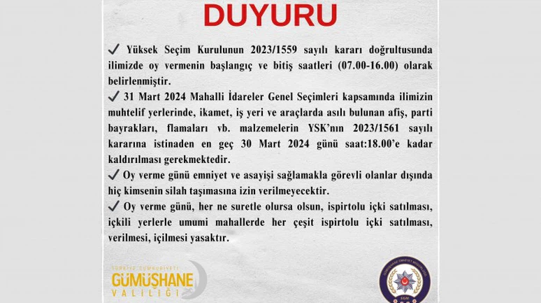 Seçim günü alınacak tedbirler belirlendi