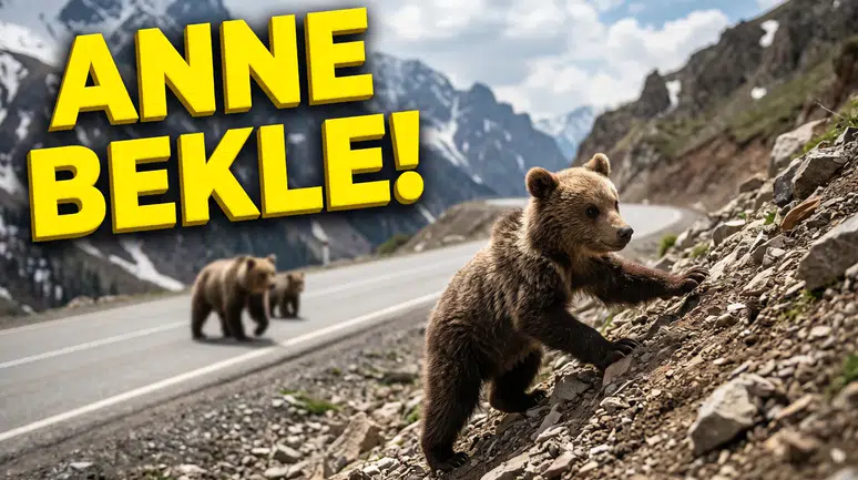 Gümüşhane Yaban Hayatından Tebessüm Ettiren Kareler: Anne Ayı ve Yavruları Kamerada