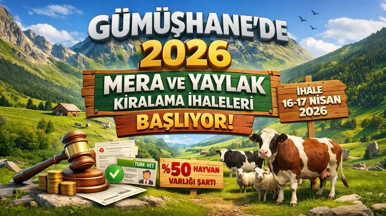 Gümüşhane'de 2026 yılı mera ve yaylak kiralama ihaleleri 16-17 Nisan'da