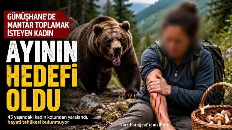 Gümüşhane’de mantar toplamak isteyen kadın ayının hedefi oldu