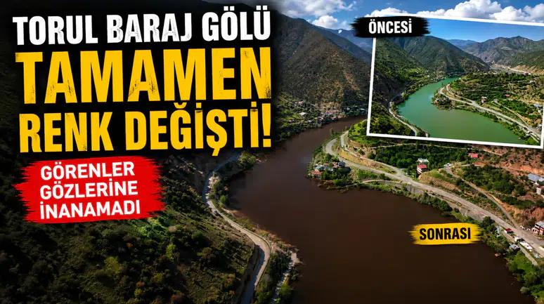Torul Baraj Gölü Tamamen Renk Değiştirdi! Görenler Gözlerine İnanamadı