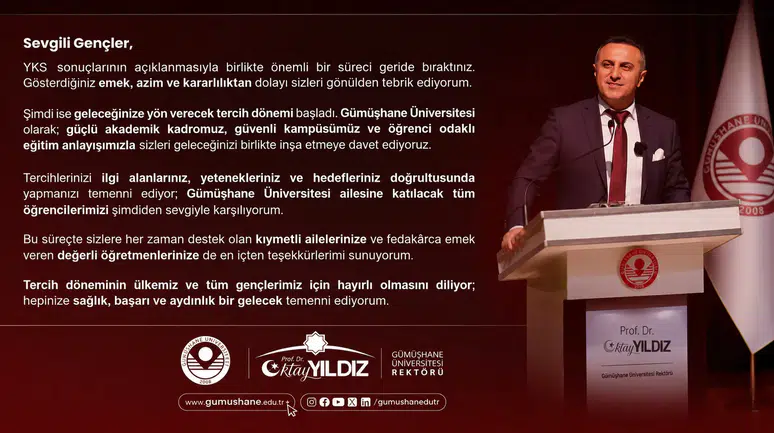 YKS Sonuçları Açıklandı: Rektör Yıldız Geleceğin Üniversitelilerine Böyle Seslendi