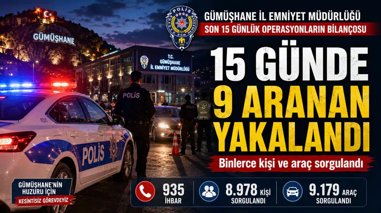 Gümüşhane Emniyetinden arananlardan uyuşturucuya kadar yoğun denetim