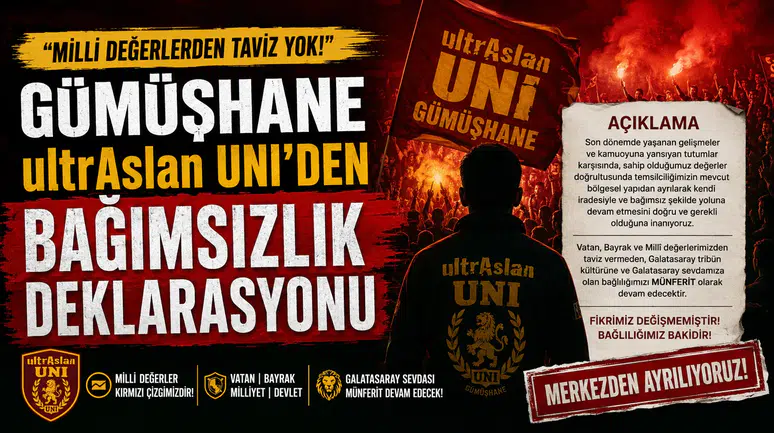 "Milli Değerlerden Taviz Yok": Gümüşhane ultrAslan UNI’den Bağımsızlık Deklarasyonu