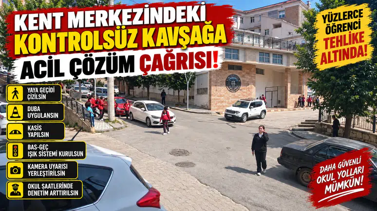 Kent merkezindeki kontrolsüz kavşağa acil çözüm çağrısı!