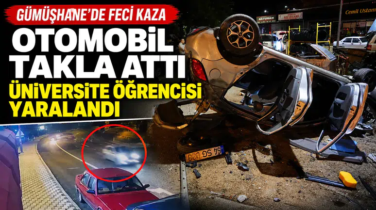 Gümüşhane'de kontrolden çıkan araç kaldırımdaki öğrenciye çarptı: 4 yaralı