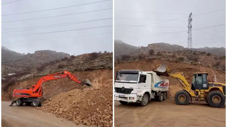 Tanjant yolda genişletme çalışması yapılıyor