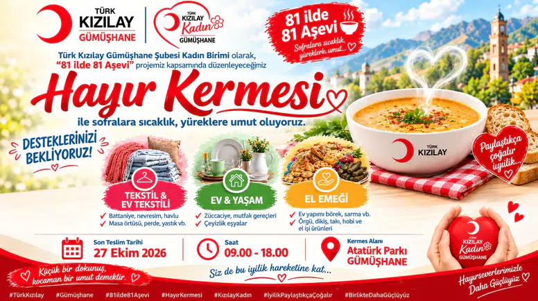 Türk Kızılay Gümüşhane Şubesi Kadın Birimi’nden Aşevi Projesine Destek Kermesi