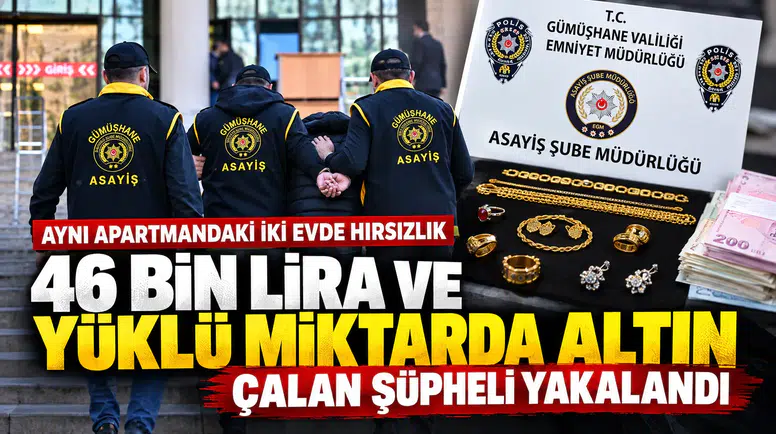 Evden Altın Çalan Hırsız Gümüşhane Emniyetinden Kaçamadı