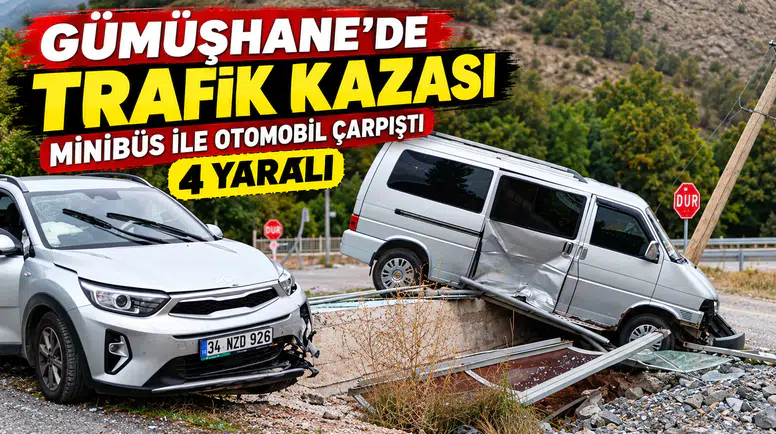 Kavşakta İki Araç Çarpıştı! Minibüs Durak ve Elektrik Direğini Yıktı