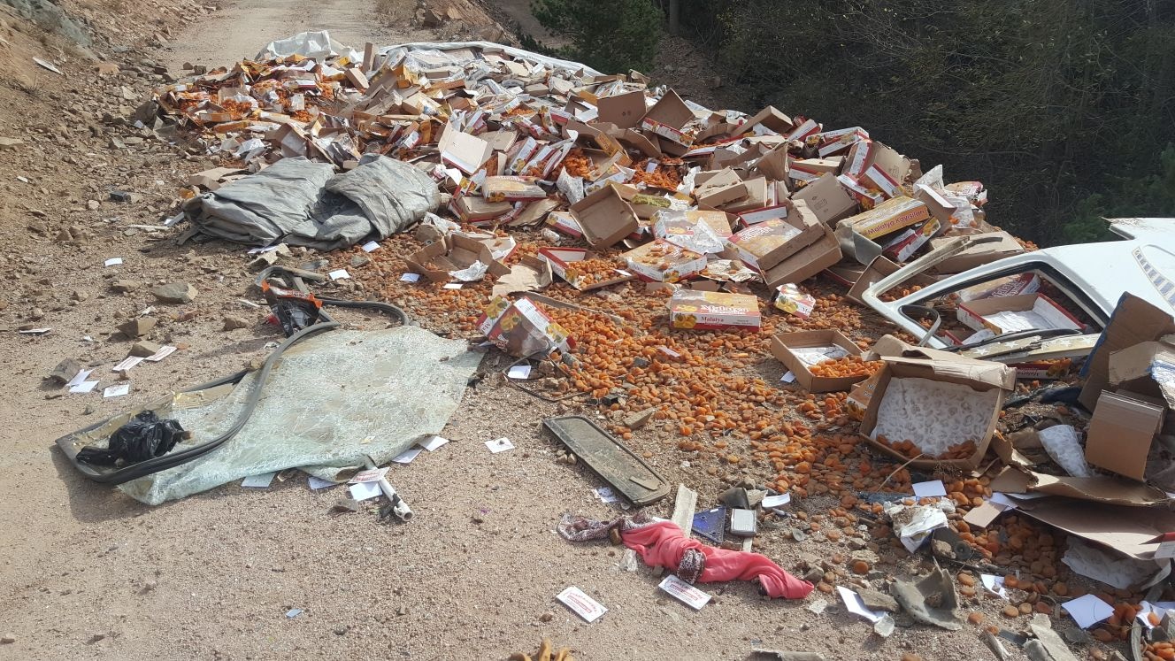 Tersun dağında meyve yüklü tır yuvarlandı: 1 ölü, 1 yaralı 2