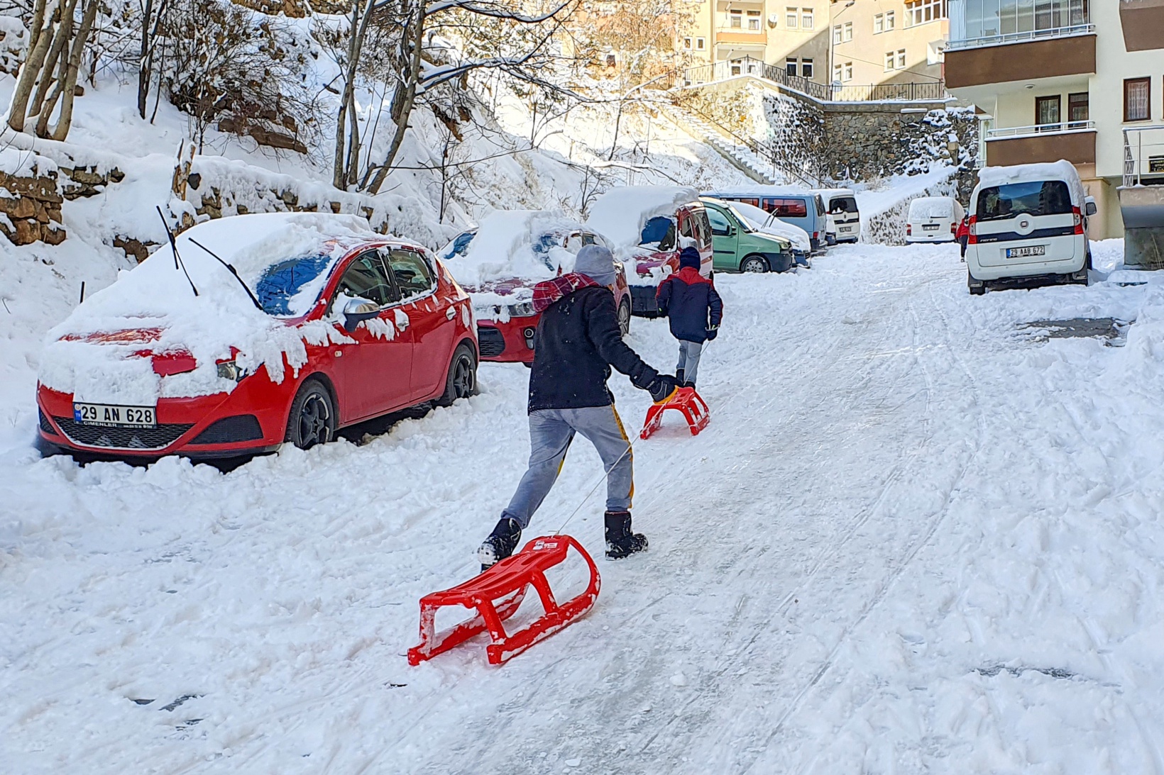 Kar yağışına en çok onlar sevindi 7