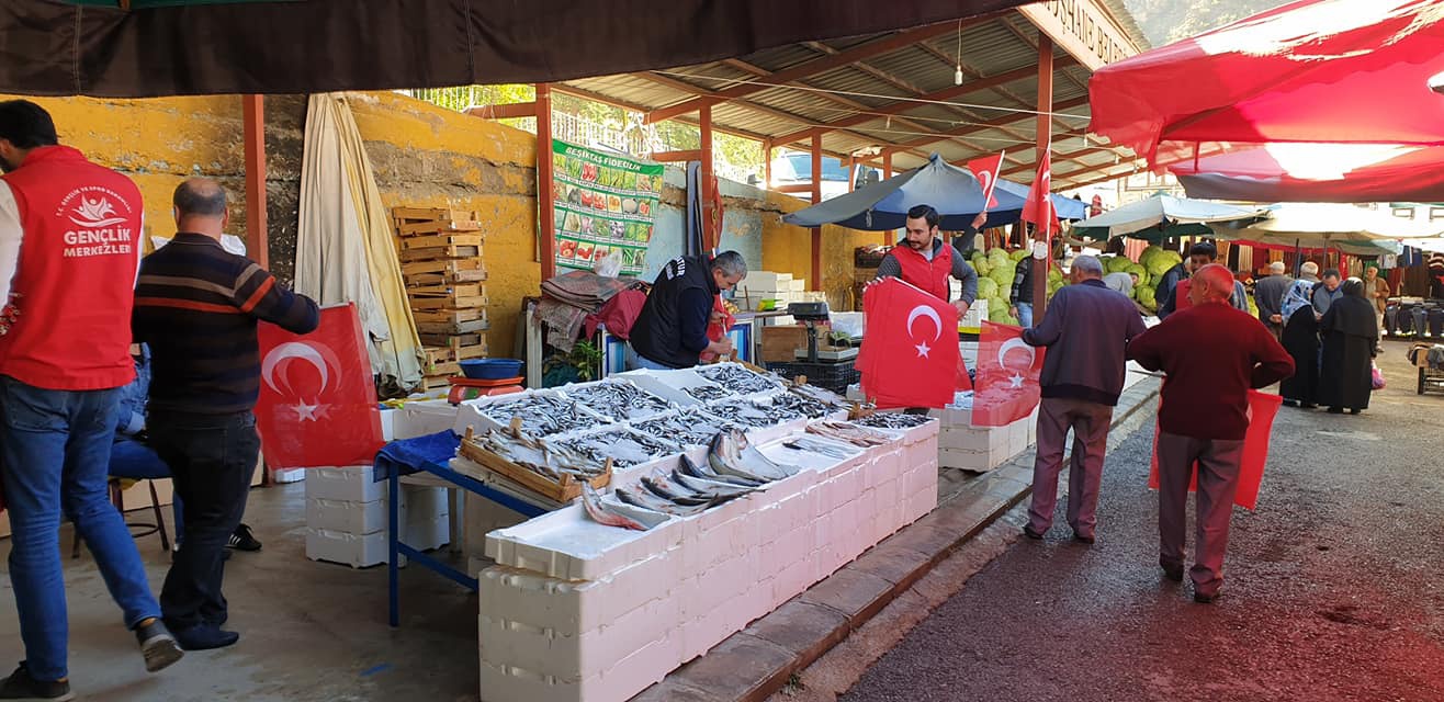 Gönüllü gençlerden ‘Barış Pınarı Harekatına’ bayraklı destek 6