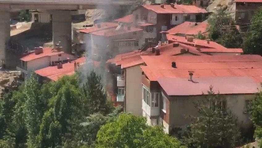 Gümüşhane’de bir evin bahçesinde çıkan yangın paniğe neden oldu 1