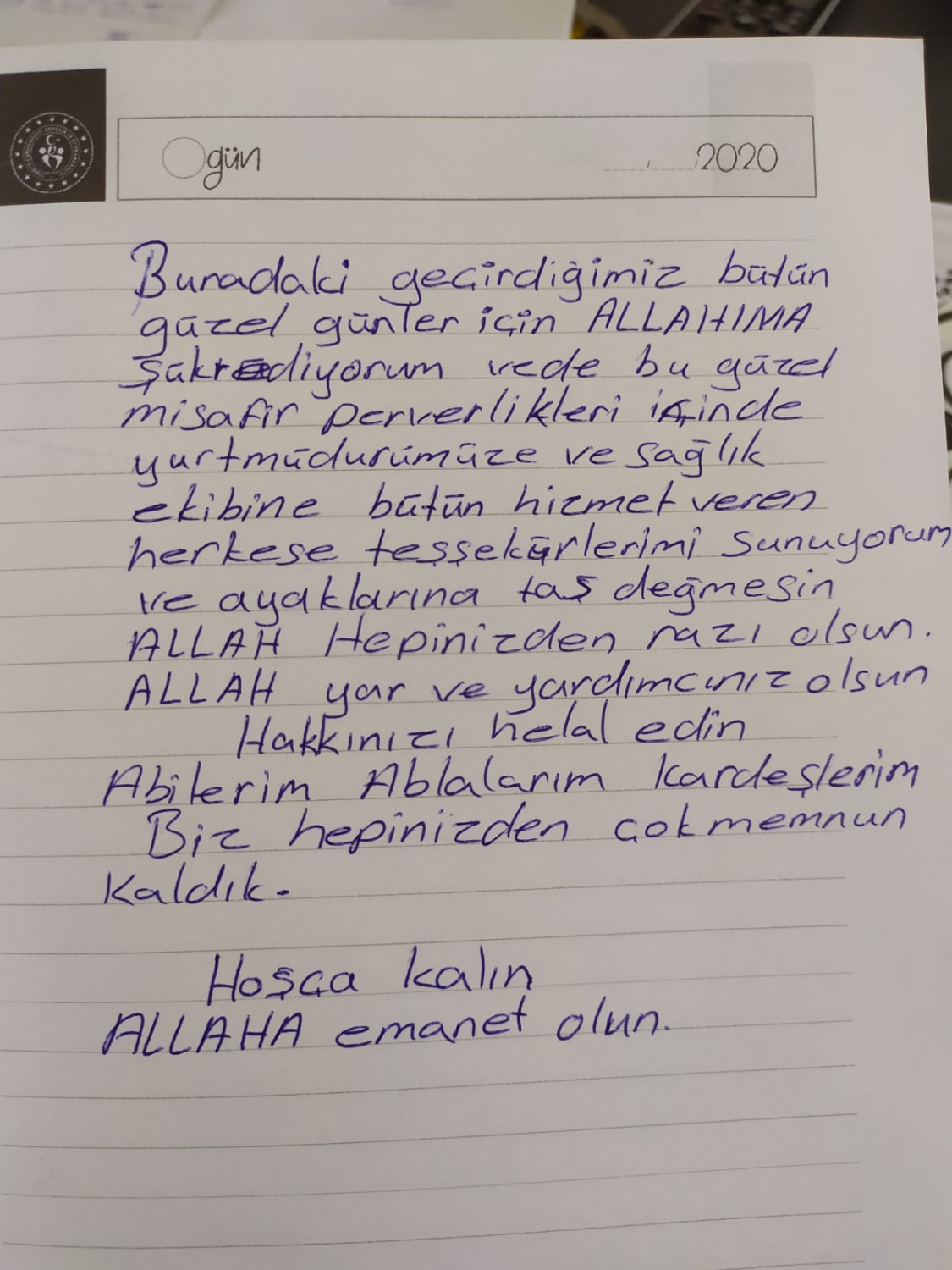 Karantinadaki vatandaşlardan duygu dolu mesajlar 3
