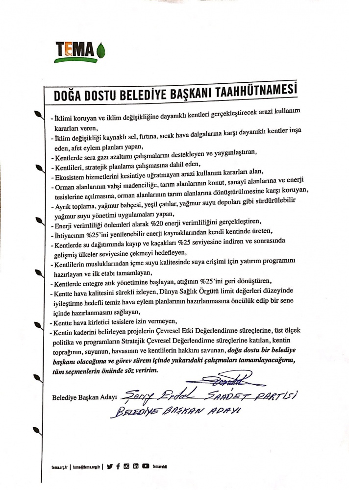 Tüm adaylar ‘Doğa Dostu Başkan Taahhütnamesini’ imzaladı 2