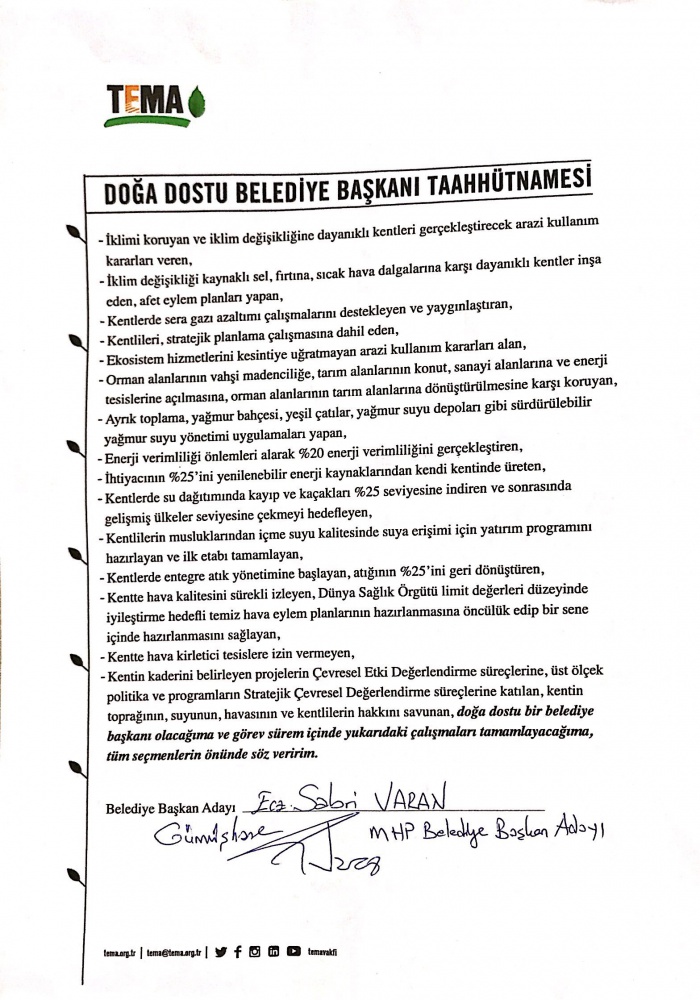 Tüm adaylar ‘Doğa Dostu Başkan Taahhütnamesini’ imzaladı 3