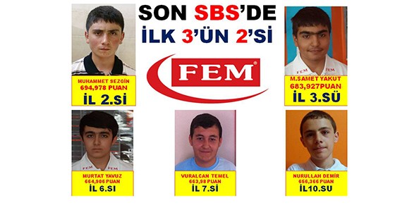 SBS'de İlk 3 Derecenin 2'si FEM'li 2