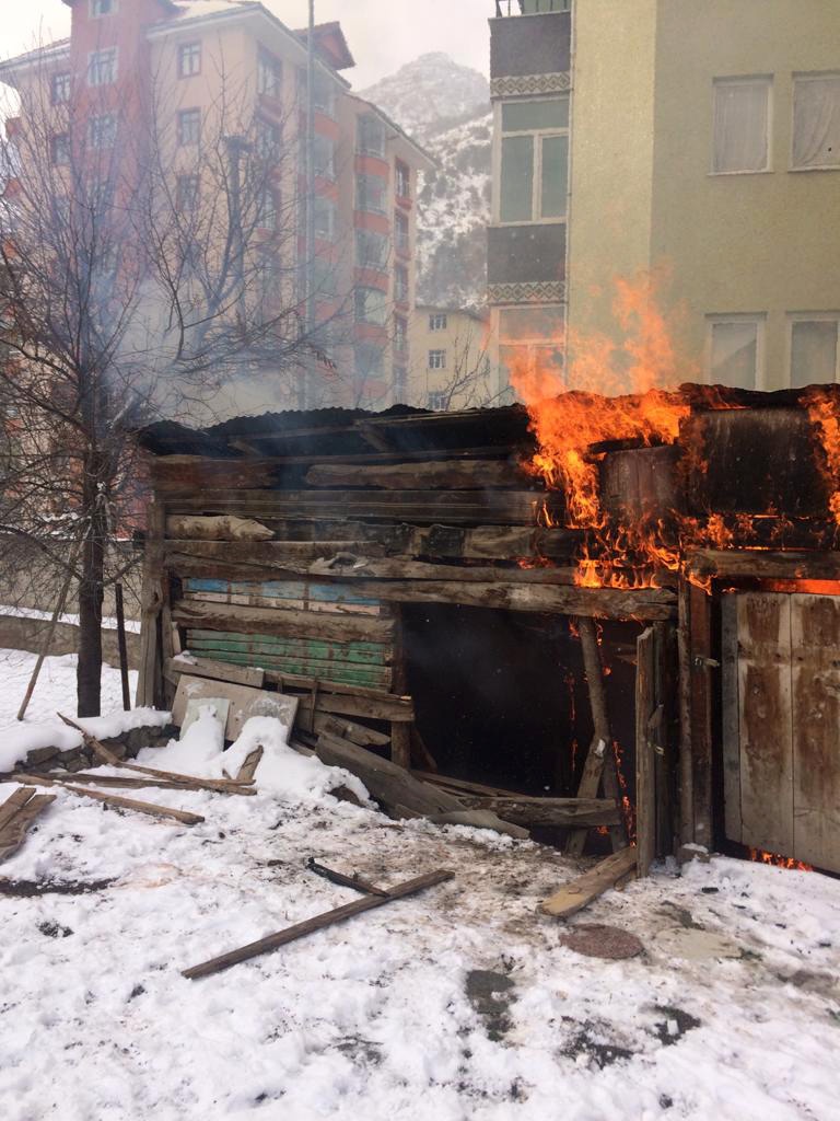 Yanan barakada alevlerin arasına girip köpeği kurtardı 6