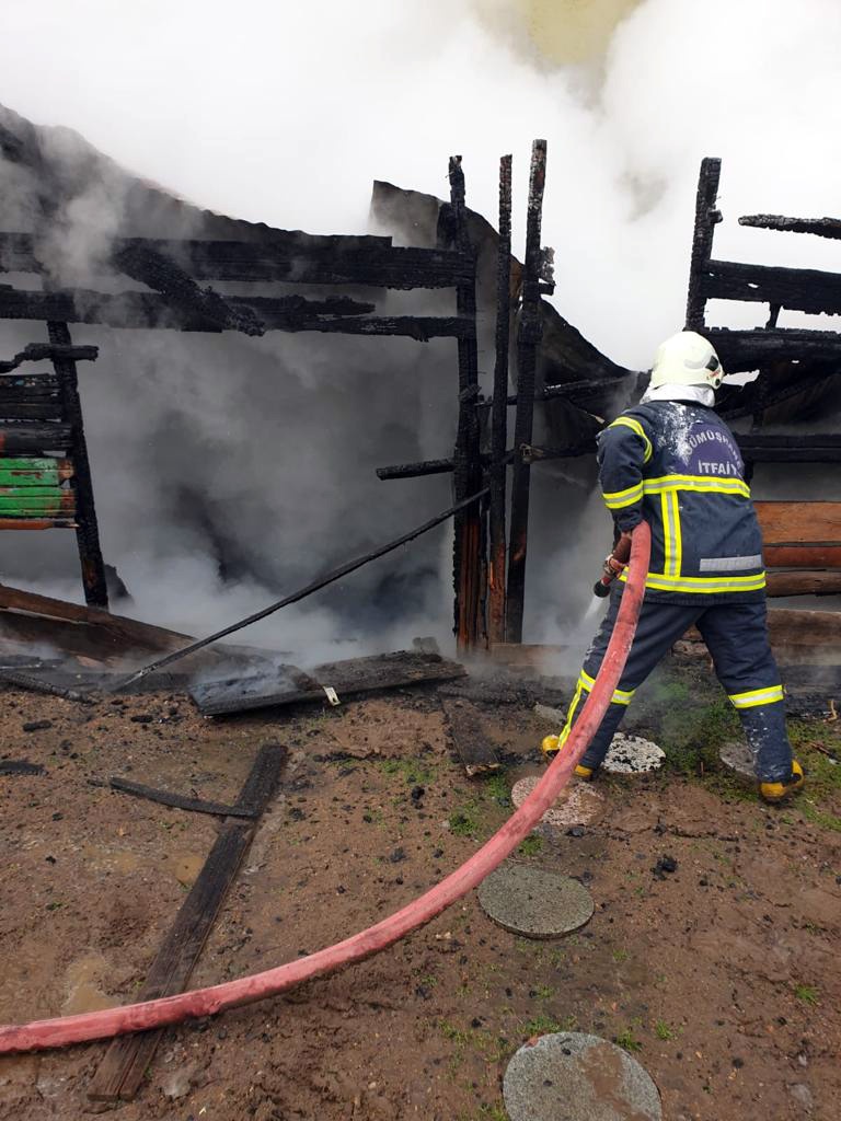 Yanan barakada alevlerin arasına girip köpeği kurtardı 9