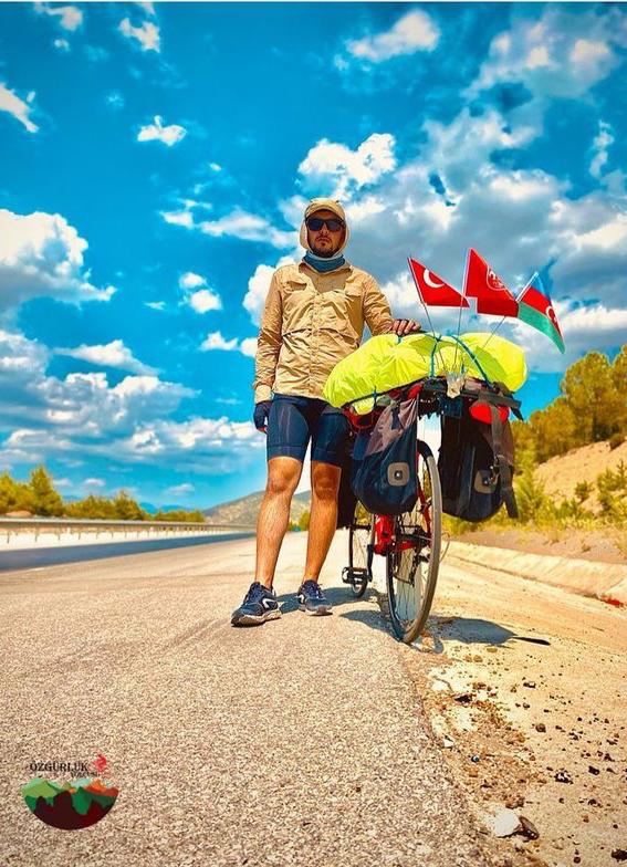 Bisikletiyle Karabağ’a gidiyor 2