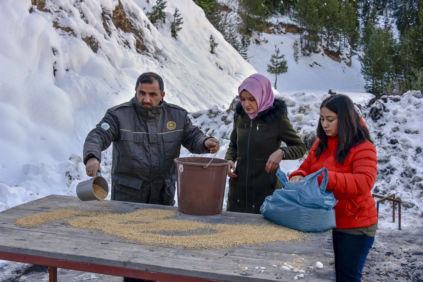 Gümüşhane’de yoğun kış şartlarında yaban hayatı unutulmuyor 18