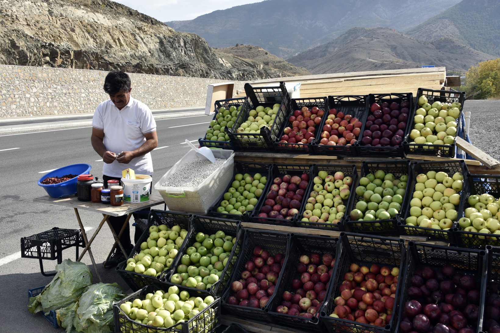 Karayolu kenarında ‘Askıda Elma’ 14