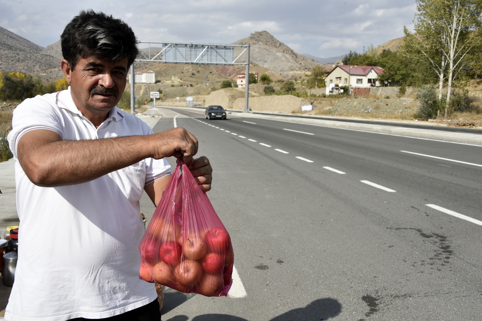 Karayolu kenarında ‘Askıda Elma’ 1