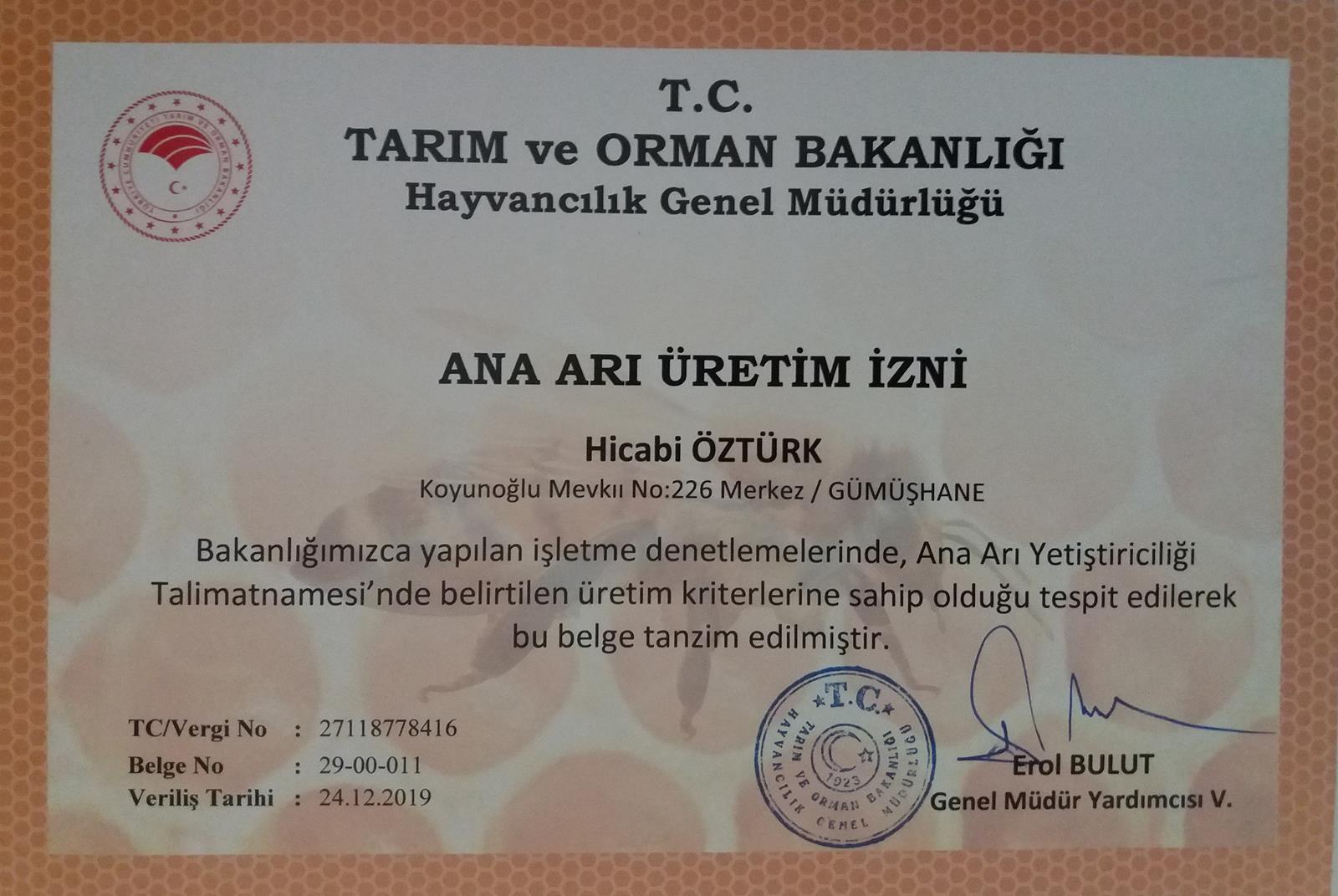 Üreticilere ‘Ana Arı Üretim İzni’ belgeleri verildi 1