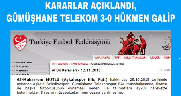 AFDK kararları açıklandı, Türk Telekom 3-0 hükmen galip