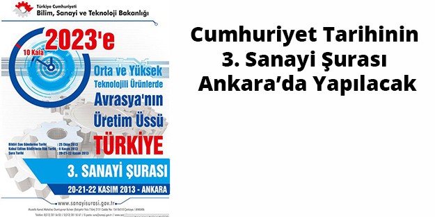 Cumhuriyet Tarihinin 3. Sanayi Şurası Ankara’da Yapılacak