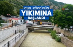 Gümüşhane’de riskli köprünün yıkımı başladı