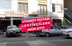 Uyarıyı duyan lastikçilere koştu